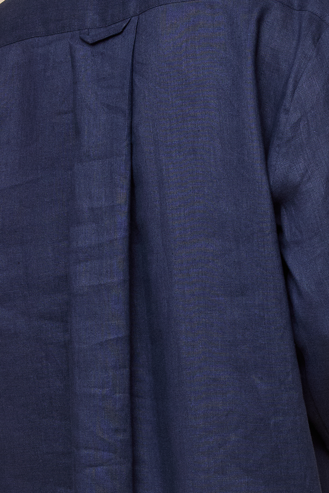 Long Sleep Shirt Navy Linen