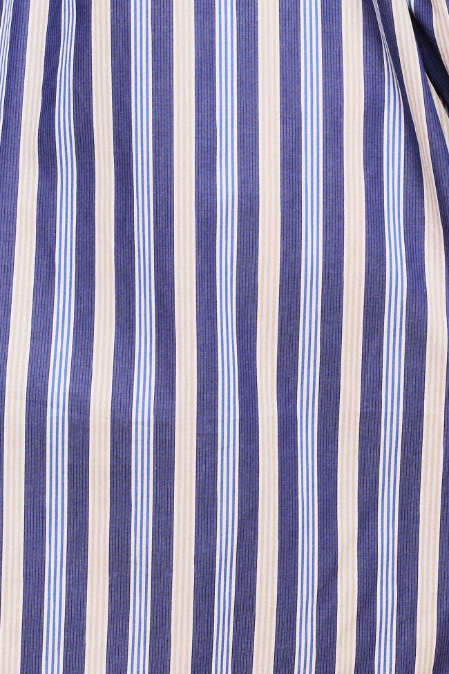 Long Ruffle Sleep Shirt Navy Taupe Stripe