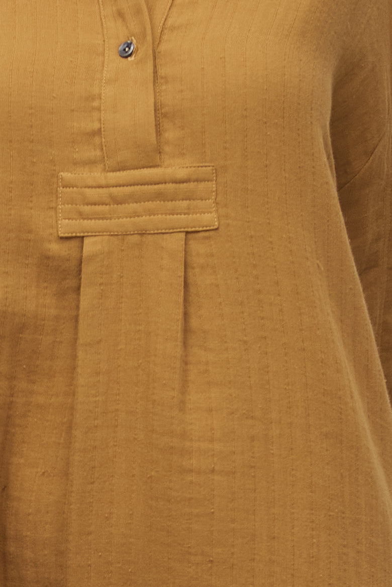 Smock Dress Olive Striped Gauze