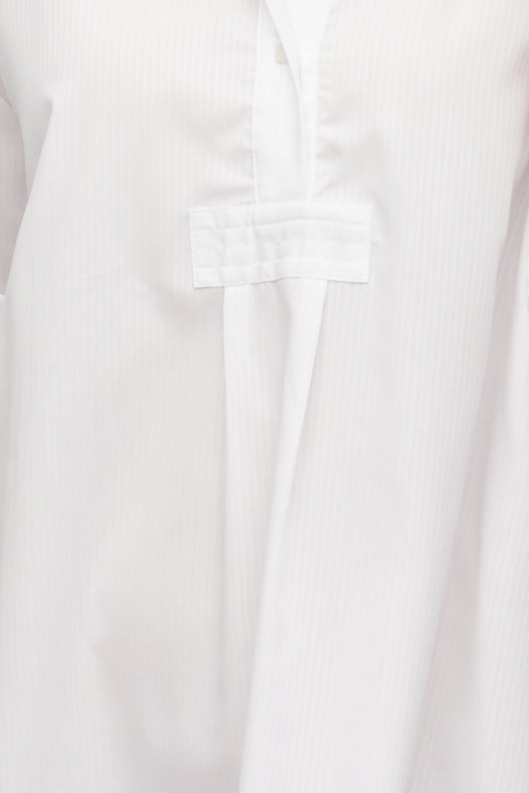 Long Sleep Shirt White on White Stripe PLUS