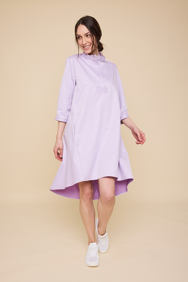 Flared Sleep Shirt Lavender Cotton Shirting