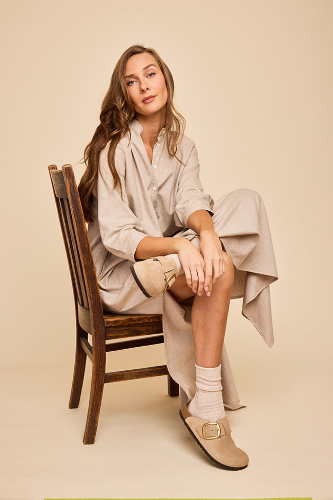 Full Length Sleep Shirt Fawn Cashmere Blend Flannel