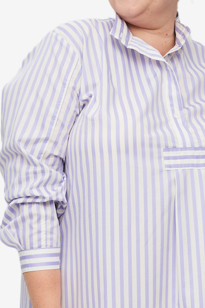 Long Sleep Shirt Lavender Stripe PLUS