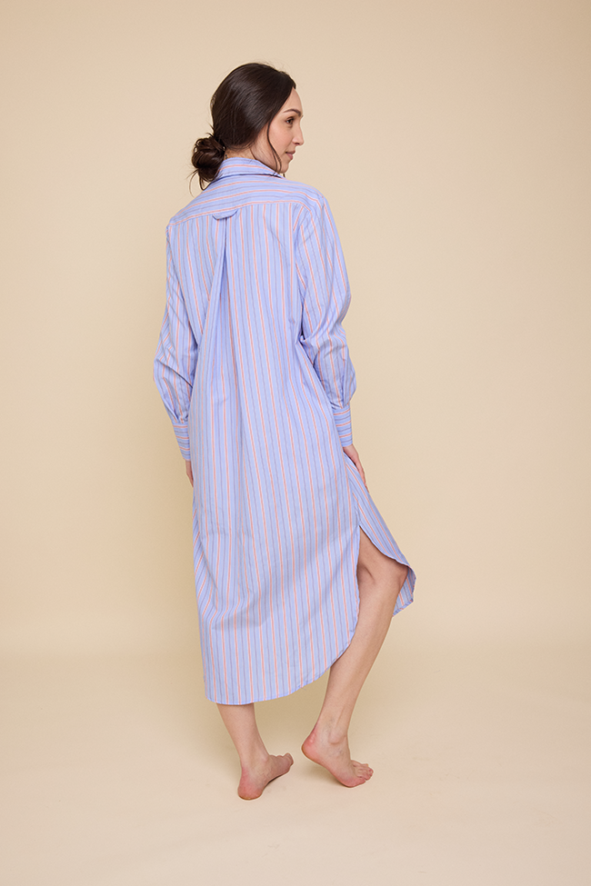 Long Belted Shirt Dress Newbury Stripe