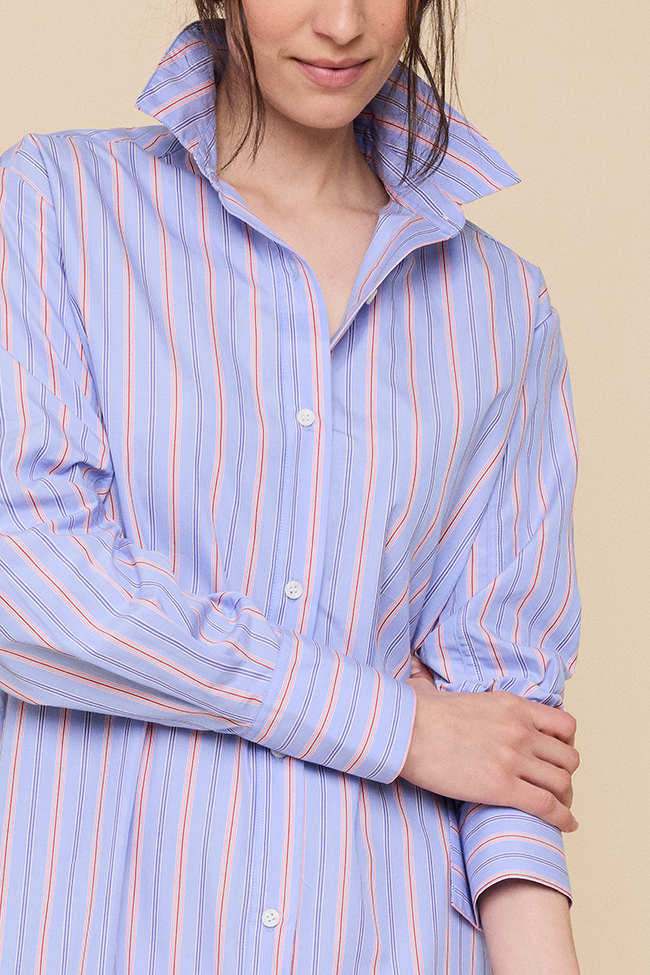 Long Belted Shirt Dress Newbury Stripe