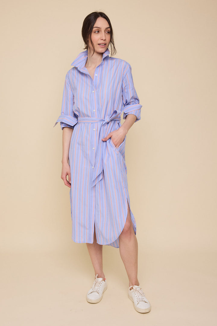 Long Belted Shirt Dress<br>in Newbury Stripe