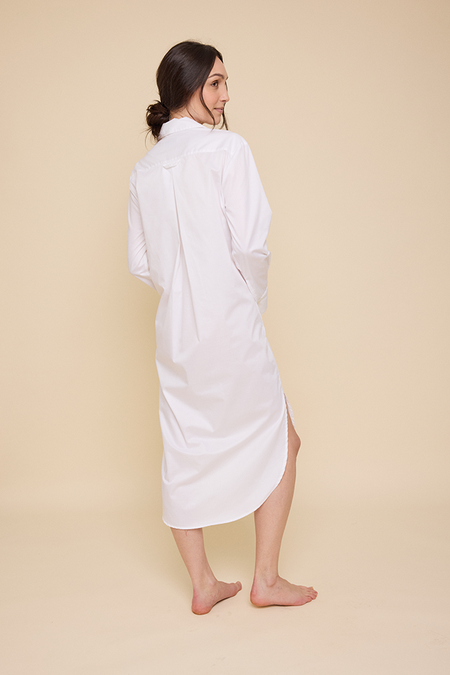 Long Belted Shirt Dress Crisp White Shirting Long Belted Shirt Dress Crisp White Shirting