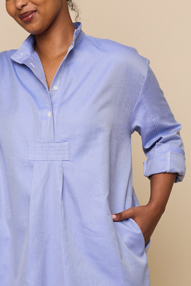 Long Sleep Shirt Blue Twill