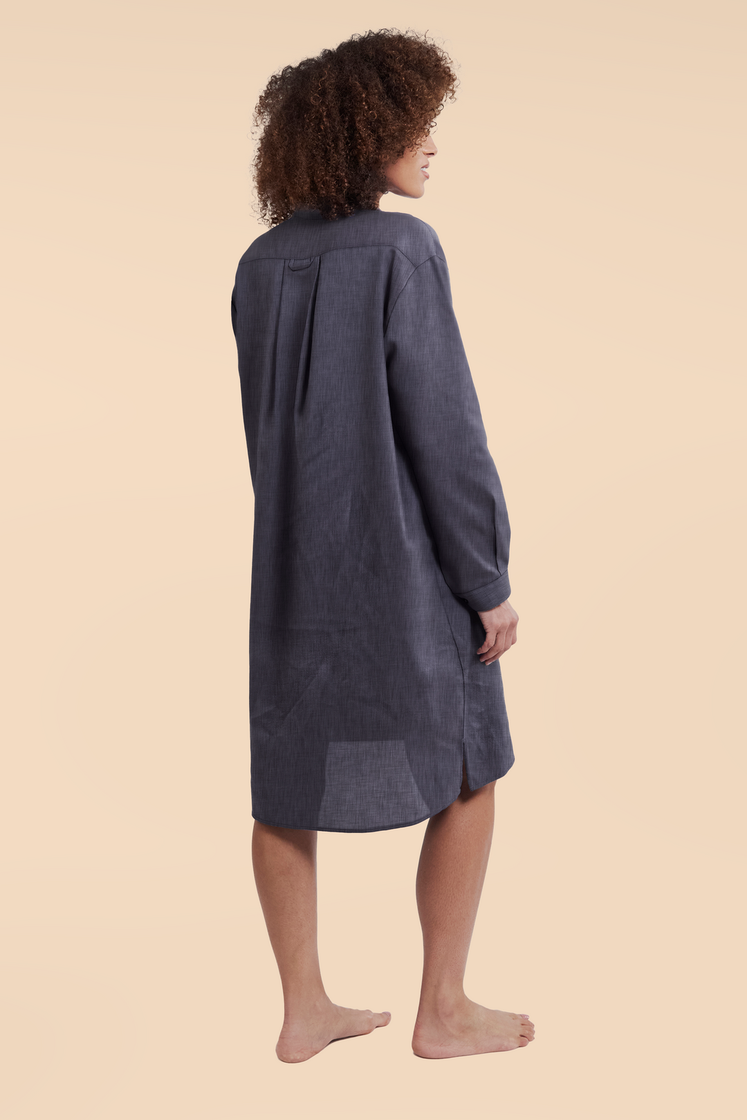 Long Sleep Shirt Charcoal Linen