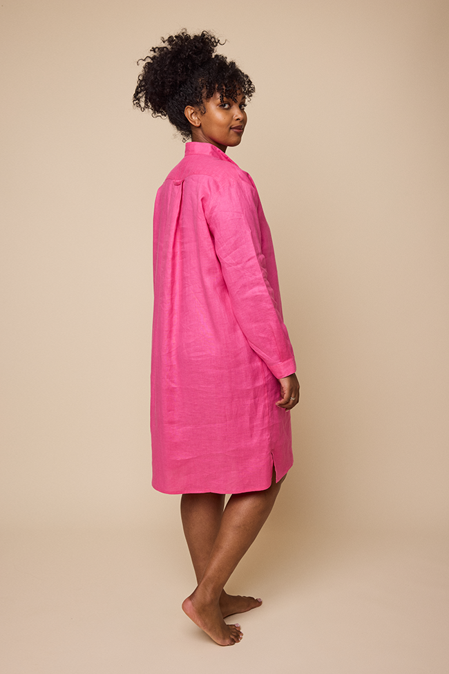 Long Sleep Shirt Fuchsia Linen