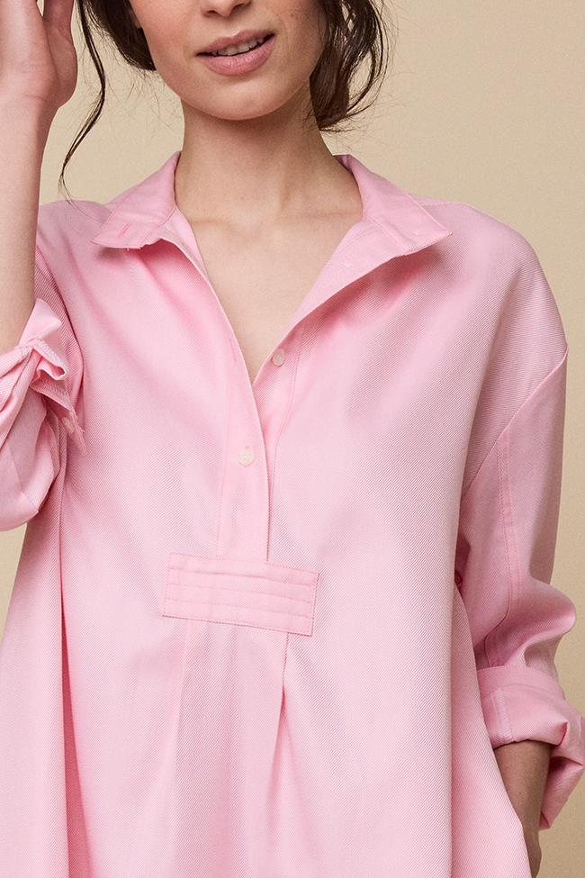 Long Sleep Shirt Pink Twill
