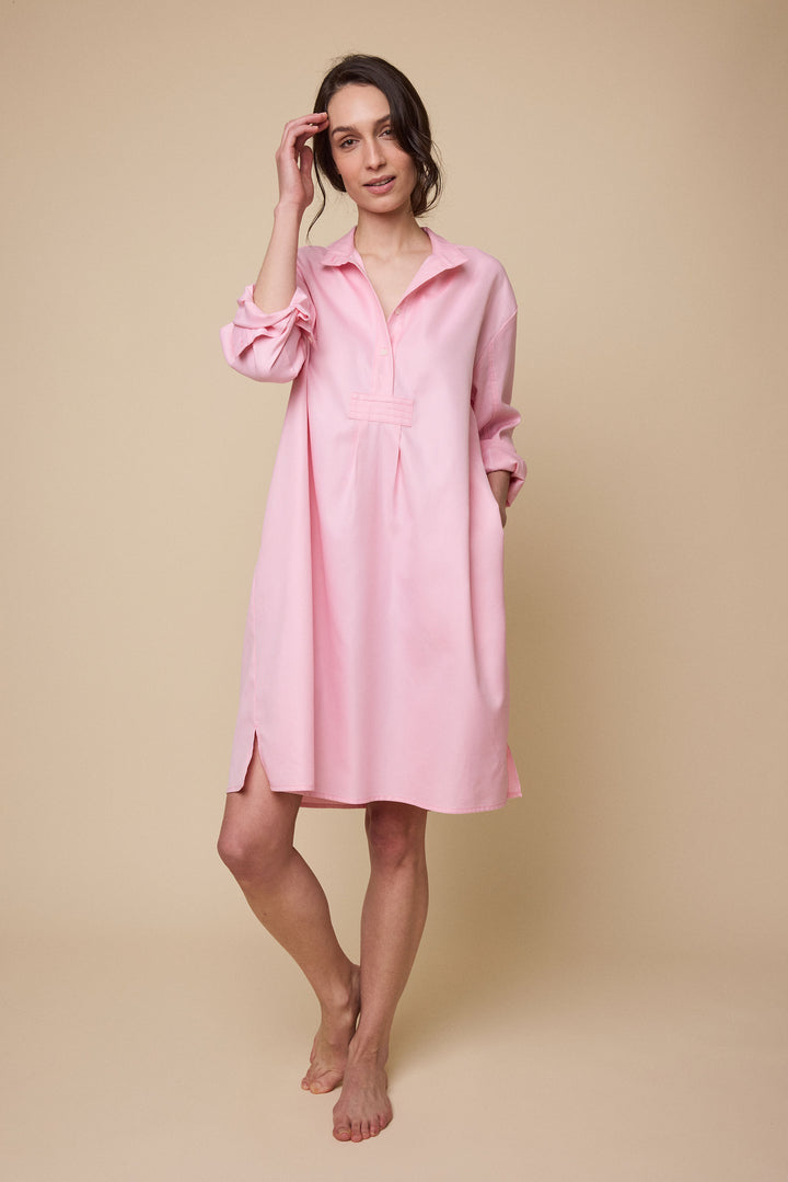 Long Sleep Shirt<br>in Pink Twill