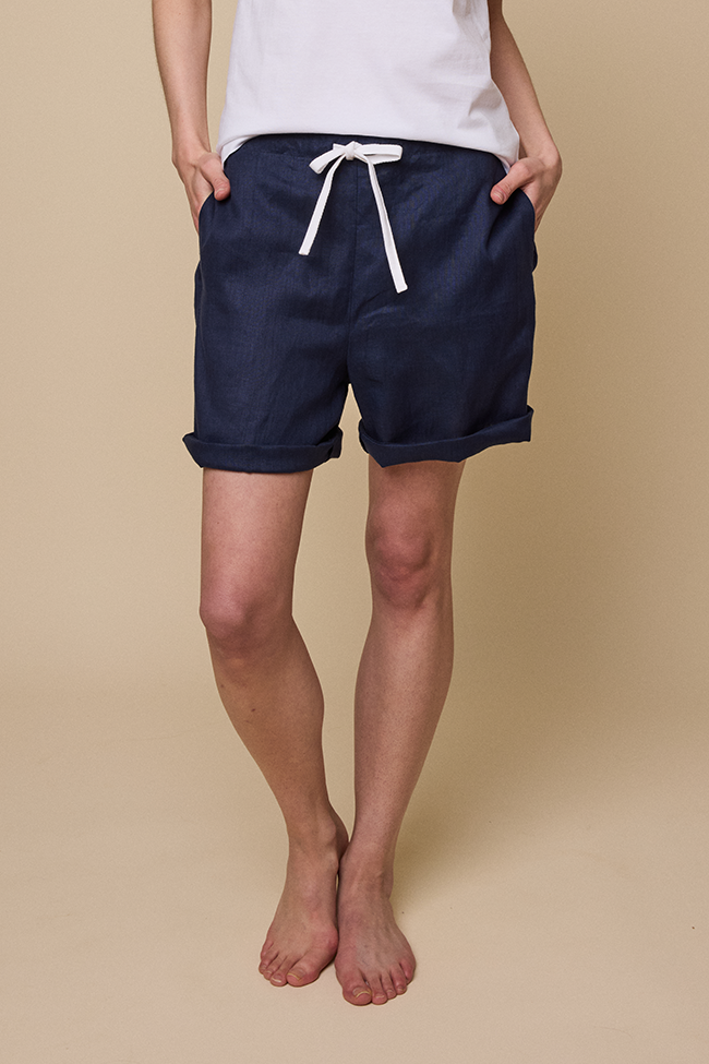 Lounge Short Navy Linen