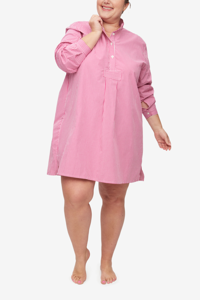 Short Sleep Shirt Magenta Gingham PLUS