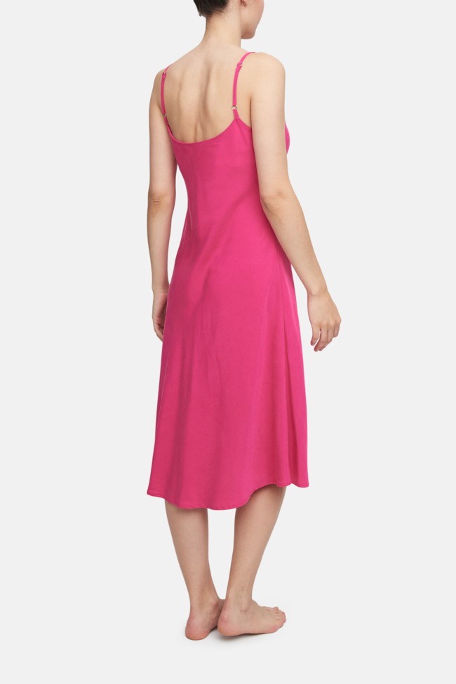 Cowl Neck Dress Magenta Twill