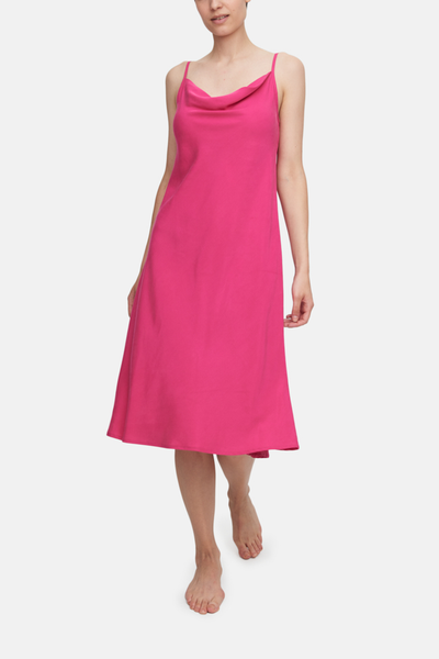 Cowl Neck Dress Magenta Twill