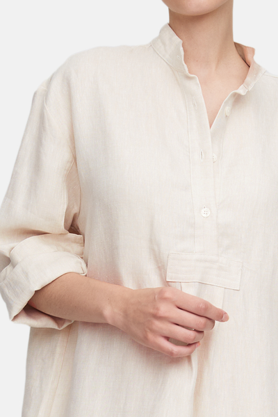 Long Sleep Shirt Natural Weighted Linen