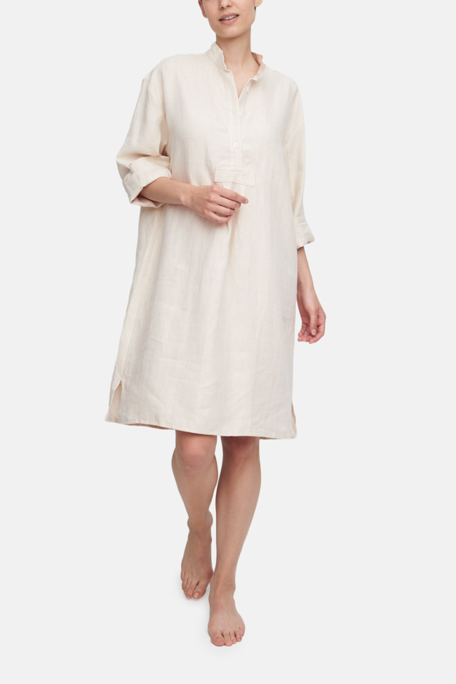 Long Sleep Shirt Natural Weighted Linen