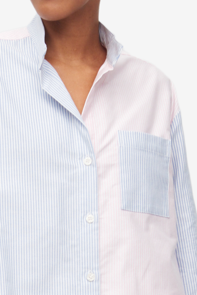 Set - Long Sleeve Shirt and Lounge Pant Oxford Stripe Mix