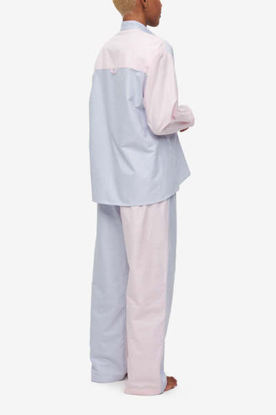 Set - Long Sleeve Shirt and Lounge Pant Oxford Stripe Mix