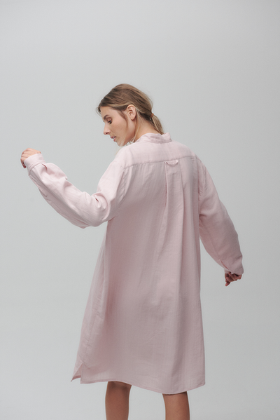 Long Sleep Shirt Pale Pink Striped Gauze