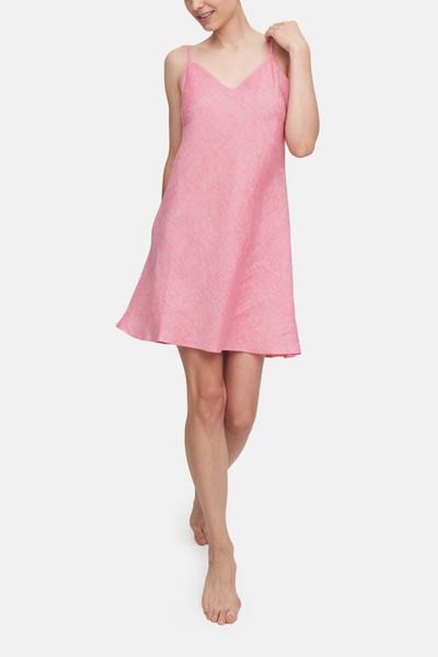 Short Slip Dress Raspberry Pink Linen