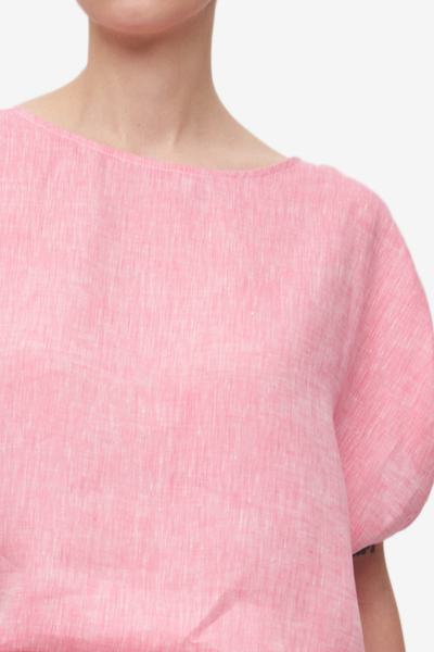 Woven T-Shirt Raspberry Pink Linen
