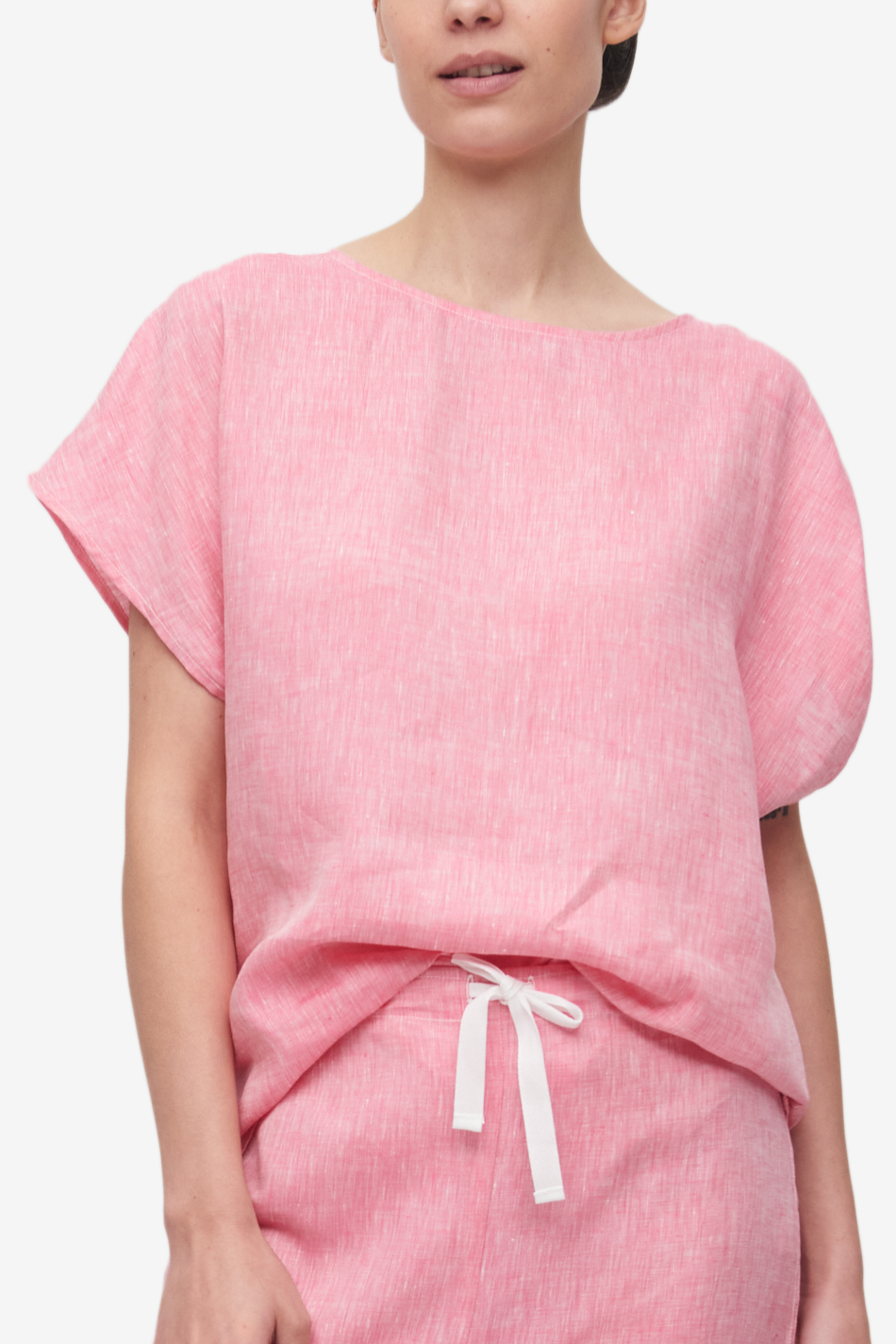Woven T-Shirt Raspberry Pink Linen