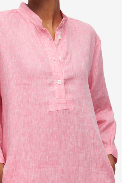 Flared Sleep Shirt Raspberry Pink Linen
