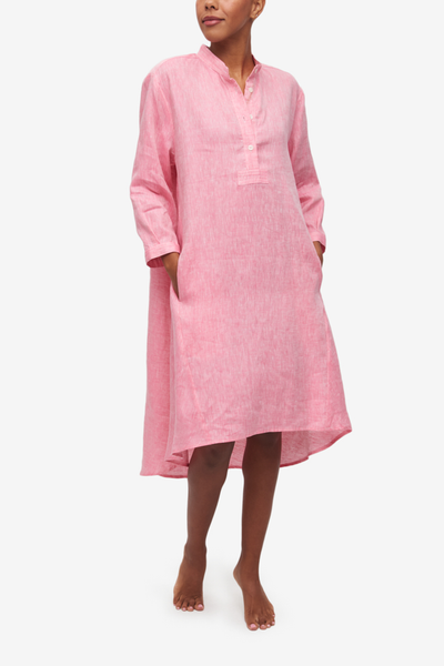 Flared Sleep Shirt Raspberry Pink Linen