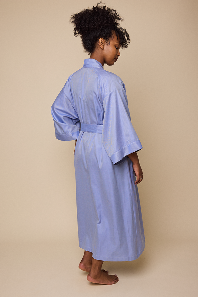 Set - Robe & Nightie<br>in Blue Twill