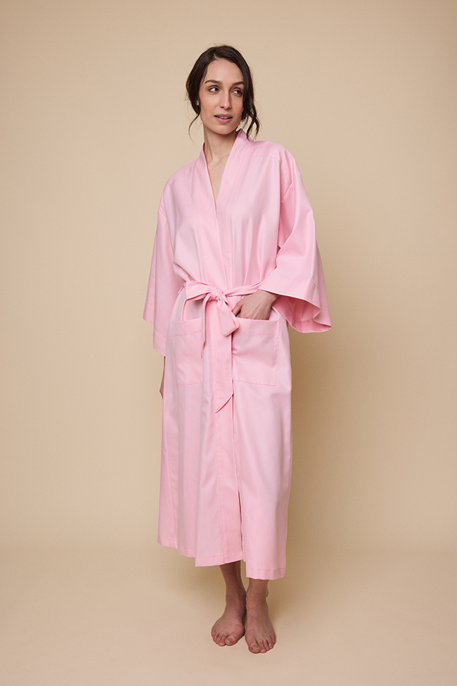 Set - Robe & Nightie<br>in Pink Twill