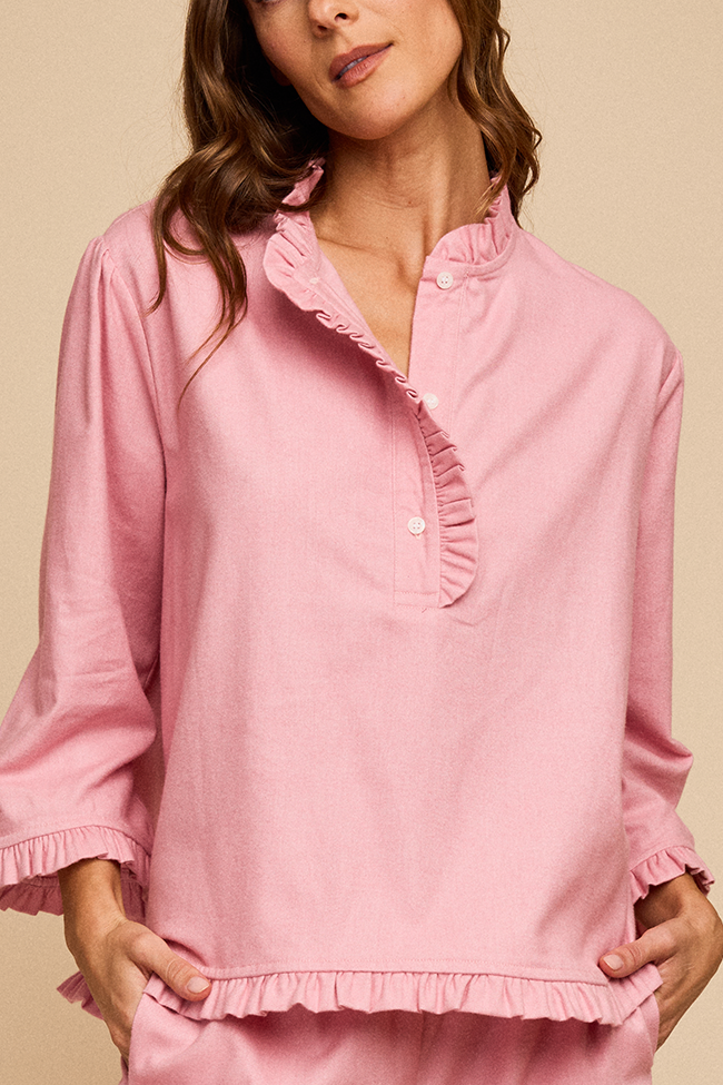 Ruffled Sleep Set Pink Flannel