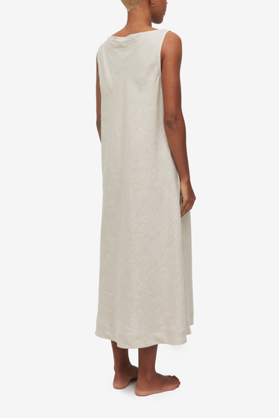 Midi Bias Dress Sand Linen