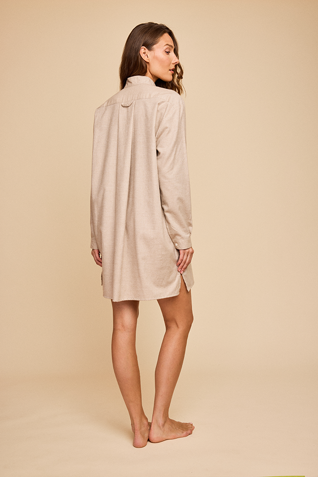 Short Sleep Shirt Fawn Cashmere Blend Flannel