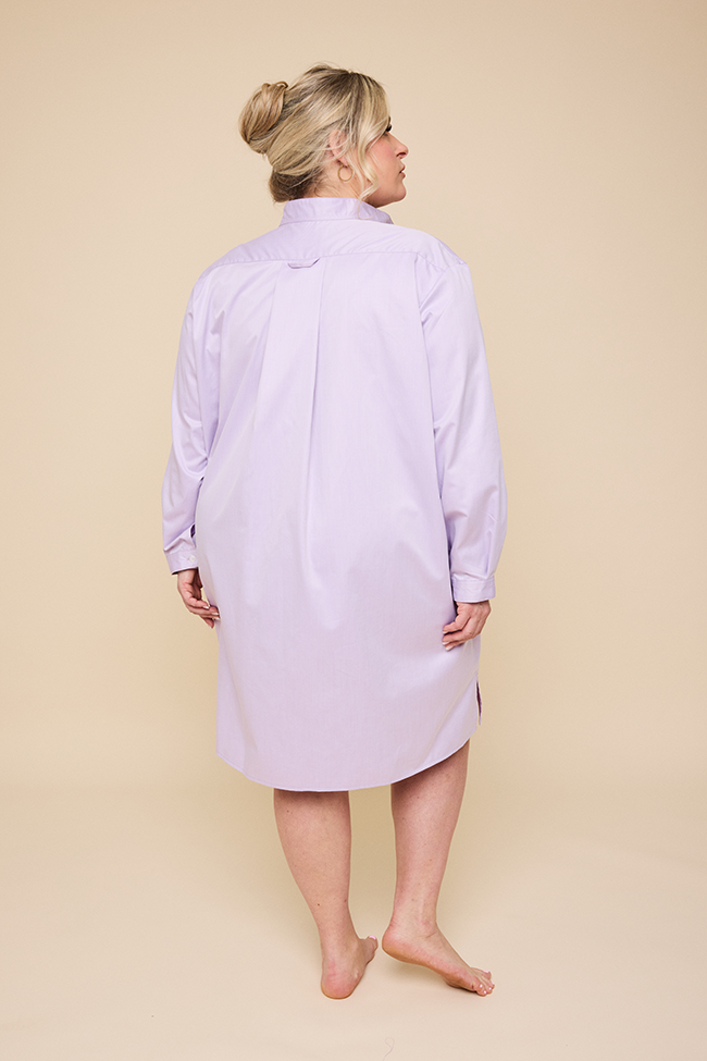 Short Sleep Shirt Lavender Cotton Shirting