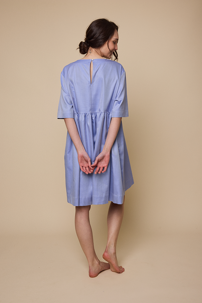 Smock Dress Blue Twill