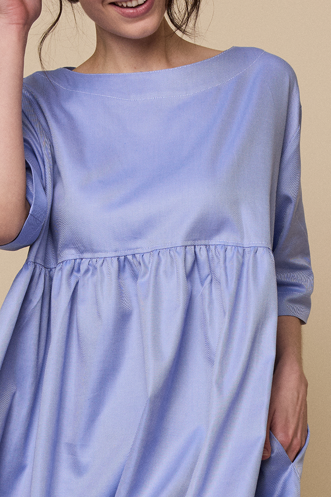 Smock Dress Blue Twill