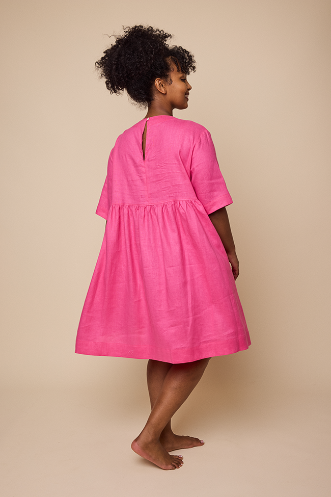 Smock Dress Fuchsia Linen