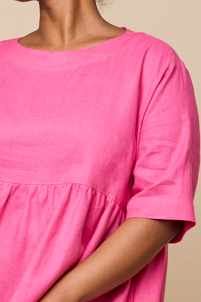 Smock Dress Fuchsia Linen