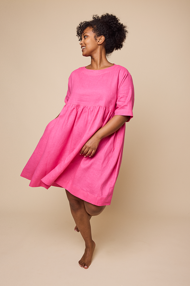Smock Dress Fuchsia Linen