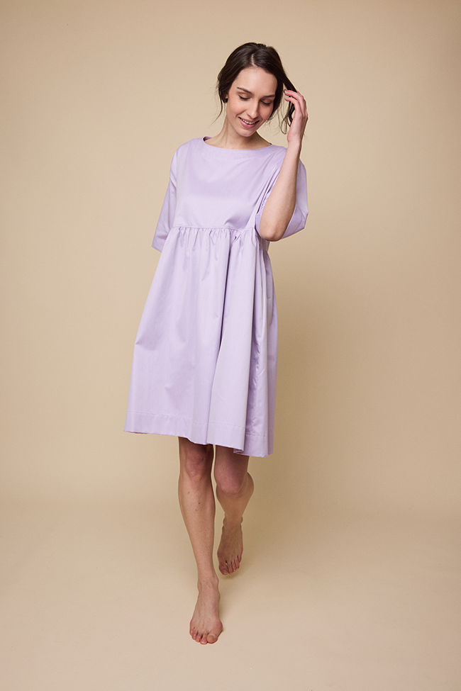 Smock Dress Lavender Cotton Shirting