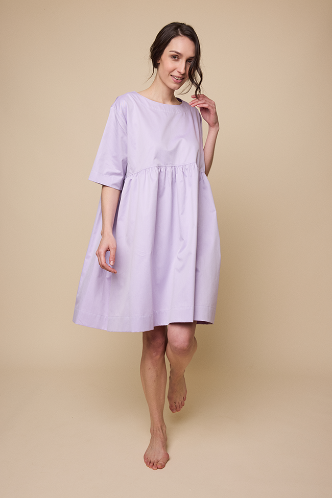 Smock Dress Lavender Cotton Shirting