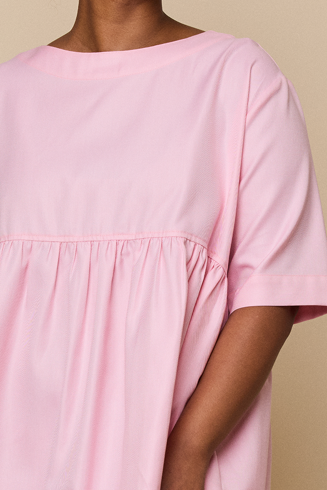Smock Dress Pink Twill