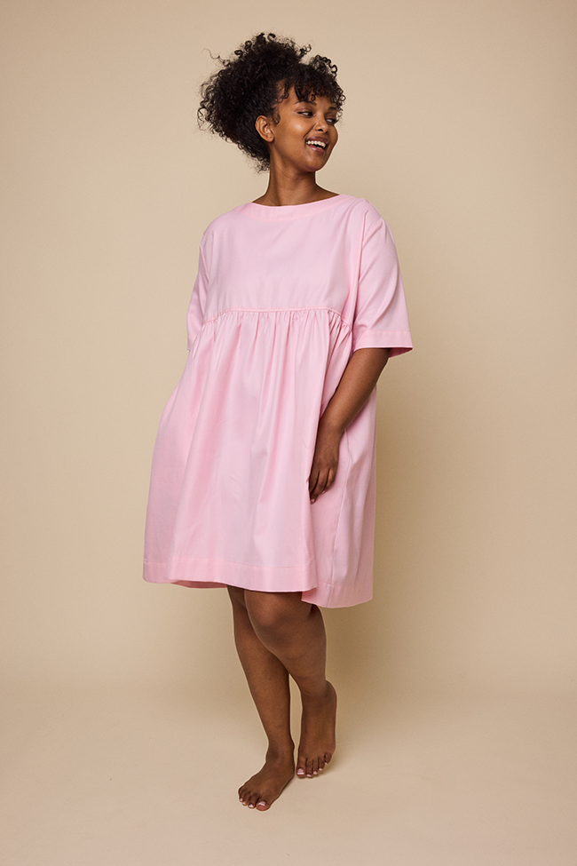 Smock Dress Pink Twill