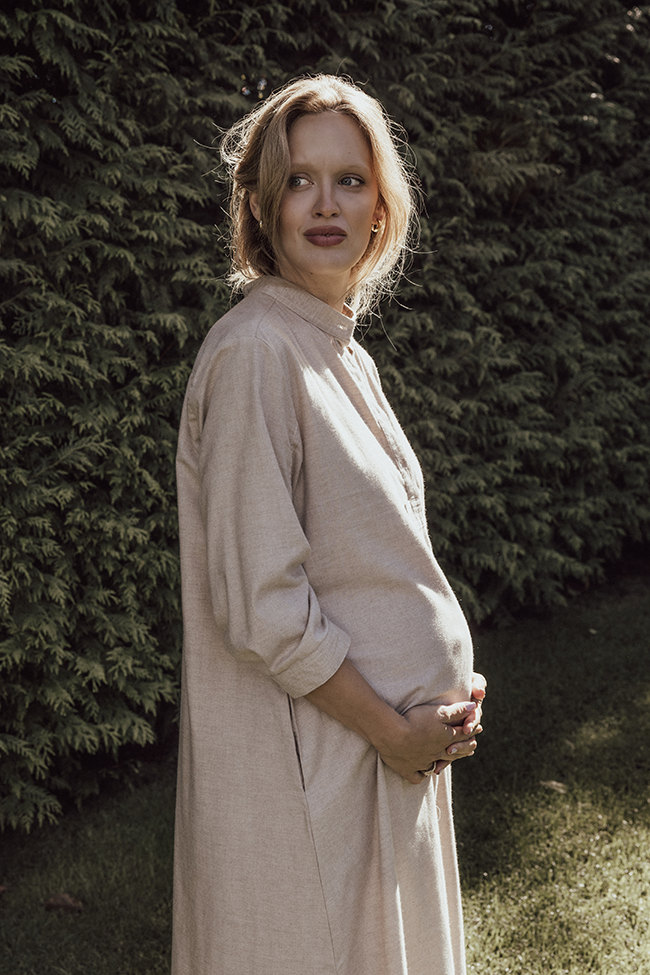Full Length Sleep Shirt Fawn Cashmere Blend Flannel