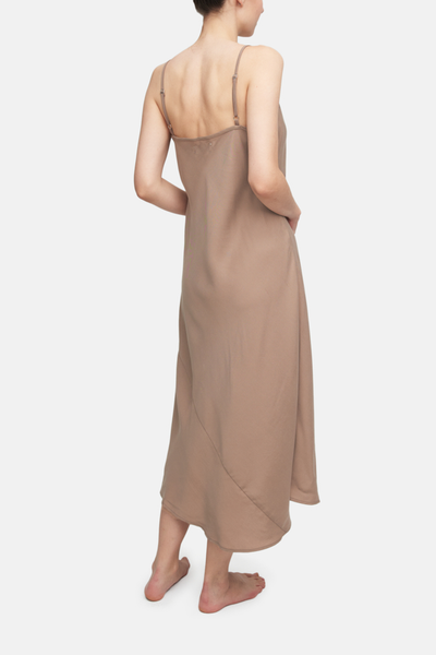Long Slip Dress Taupe Tencel Twill