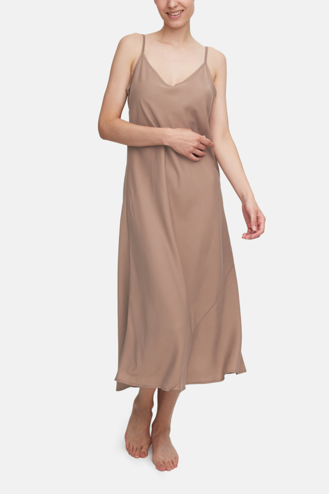 Long Slip Dress Taupe Tencel Twill