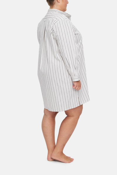 Short Sleep Shirt Uneven Black Stripe Plus