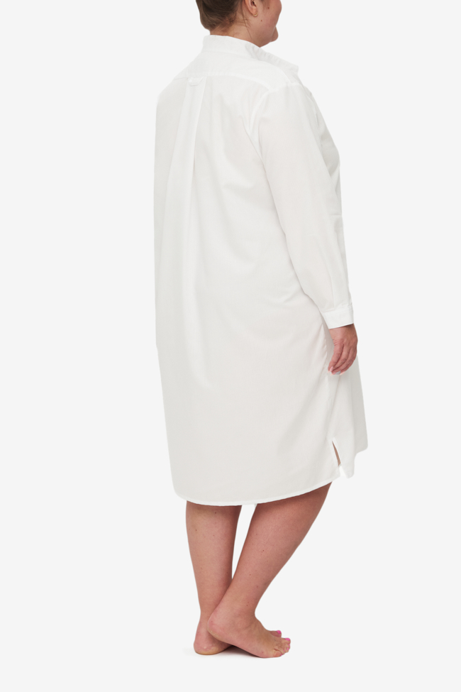 Long Sleep Shirt White on White Stripe PLUS